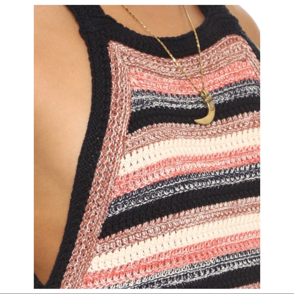 NEW FREE PEOPLE STRIPED CROCHET MINI DRESS - Picture 3 of 9